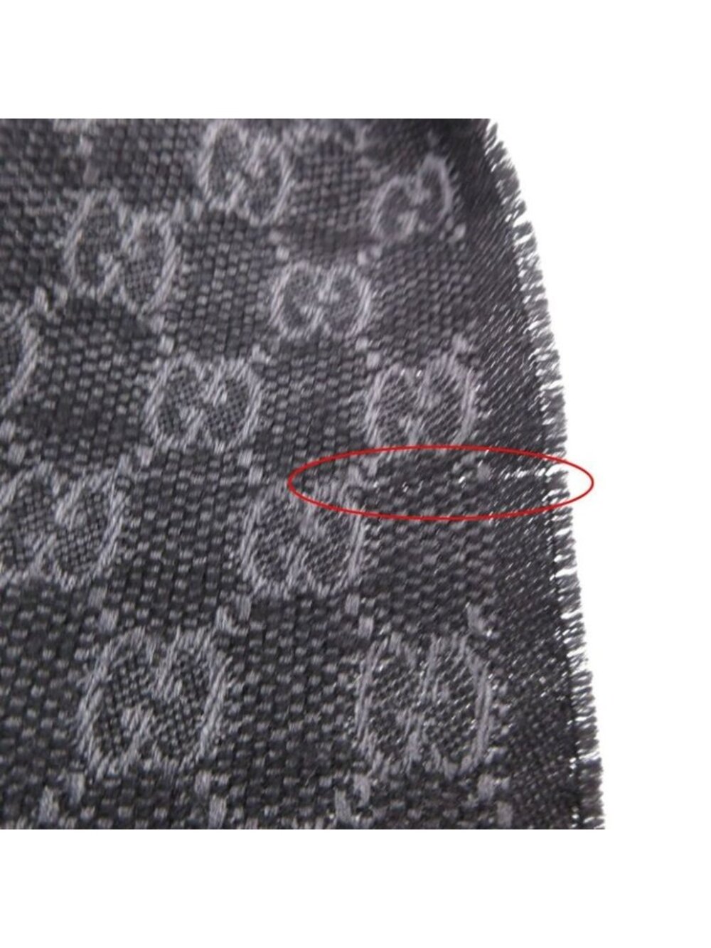 Gucci Scarf Shawl Web Line GG Pattern Fringe Gray Black - Picture 9 of 9